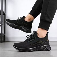 Chaussures de course décontractées pour hommes en gros – Tendance mode automne-printemps-été, confort doux en gel, rayées, à lacets, tige en tissu Flyknit