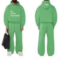 Ensemble de survêtement en molleton surdimensionné en coton 500 g/m² pour homme, unisexe, pantalon de survêtement évasé, ensemble de sweat-shirt pour l'hiver