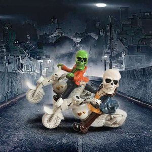 Hand Painted Resin <b>Skull</b> Motorcycle Figurine Halloween Day of the Dead <b>Ornament</b> Novelty Decoration - Product Image 3