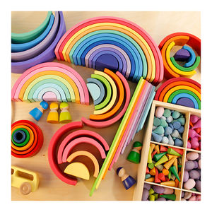 Tour d'équilibre pour bébé, jeu Montessori pour enfants, pont en pierre arc-en-ciel, jouet en bois, empileur, blocs de construction pour enfants - Product Image 1