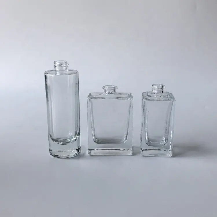 100ml Large Square Thick Fragrance Cosmetic Glass Perfume Atomizer Bottle Heavy Glass Spray Bottle Crimp Neck