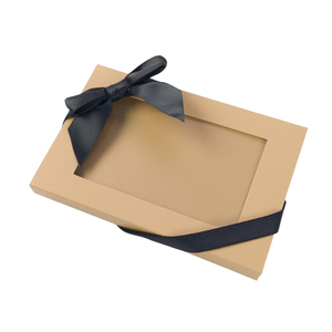 <strong>Custom</strong> Logo Cardboard Gift <strong>Box</strong> with Transparent <strong>Window</strong> and Ribbon Closure for Various Gifting Needs Food Safe Embossed Print - Product Image 1