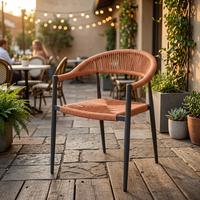 Chaises de salle à manger en aluminium et rotin imperméables de style moderne pour restaurant, ensemble de salle à manger extérieure