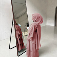 Grossiste Dubaï Abaya Vêtements Islamiques Robes pour Femmes Abaya Femme Musulmane 3 Couches Mousseline Cardigan Abaya Ouverte pour Enfants