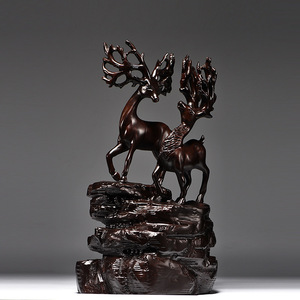 Figurine sculptée en forme de cerf en noyer noir, meuble TV en bois de sequoia pour salon, hall d'entrée, décoration de bureau, artisanat, cadeau - Product Image 3