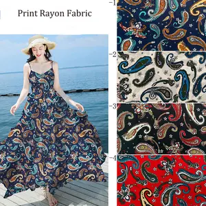 Hochwertiger 40er 45er Rayon Stoff mit Blumenmuster Bohemian Stoff benutzer definierte 100% Rayon Print Stoff für Kleider