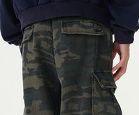 Pantalon Cargo en Denim Robuste Homme, Délavage Vintage Camouflage, Jean Super Baggy Style Street Fashion Rapper, Jean de Créateur