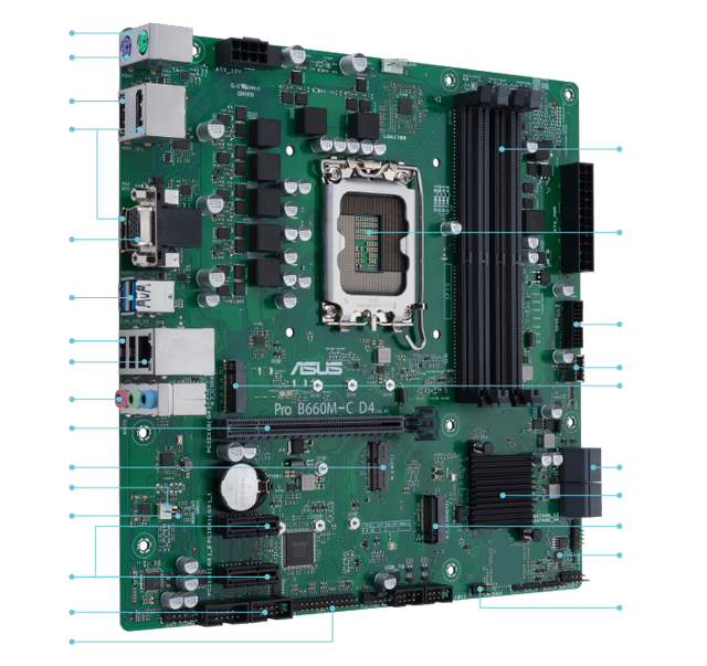 AS US Pro B660M-C D4-CSM Motherboard MATX Intel LGA 1700 Socket 12th CPU Support Business Gaming New Ethernet SATA Double PS2