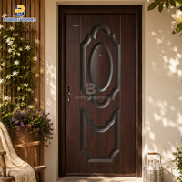 Porte d'entrée résidentielle aspect bois pour maison de ville, villa, projet de rénovation et vente en gros de portes de sécurité
