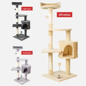 Premium Eco Friendly 4 Layer One Piece <strong>Cat</strong> Tree <strong>Condo</strong> with Super Soft Plush Scratching Posts for Large <strong>Cats</strong> to Play Lounge - Product Image 4