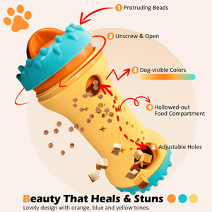Nouveau jouet interactif pour chien en caoutchouc durable, en forme d'os, pour distribution lente de friandises, nettoyage des dents, pour mâcheurs agressifs - Product Image 2