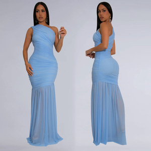 Disponibile CX7370 <span class=keywords><strong>Abito</strong></span> Monospalla Senza Maniche in Rete, Vestito <span class=keywords><strong>Lungo</strong></span> Aderente Elasticizzato Tinta Unita Trasparente per Club, Feste e Compleanni - Product Image 6