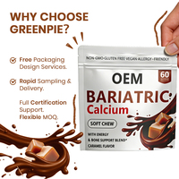 Greenpie OEM Complément Alimentaire pour Adultes Beauté et Perte de Poids Calcium 60 Gummies à Croquer Doux Soutien Osseux Saveur Caramel