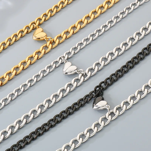 Bracelet en acier inoxydable 304 plaqué or 18 carats, style minimaliste tendance, pendentif en forme de cœur, design pour couple, bijoux électro-plaqués sous vide - Product Image 5