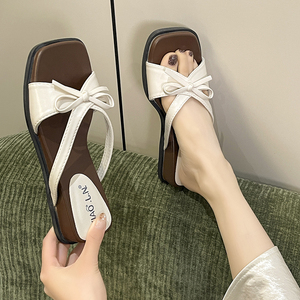 <span class=keywords><strong>Sandalias</strong></span> Casuales <span class=keywords><strong>de</strong></span> Verano para Mujer <span class=keywords><strong>con</strong></span> Diseño <span class=keywords><strong>de</strong></span> Lazo Moderno, Simples y Versátiles, Transpirables y Antideslizantes - Product Image 4