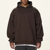 Sudadera con Capucha Lisa de Algodón Terry 520GSM, Ecológica, de Invierno, 5 Colores, Hombro Caído, Oversize, Estilo Urbano Monolítico