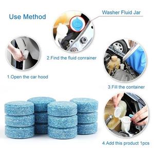 6pcs/pack Car Windshield Wiper Glass Water Wiper Solid Wiper Fine <strong>Concentrated</strong> Blue Gass Cleaner Effervescent Tablet - Product Image 5