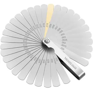 De acero inoxidable Feeler Gauge Dual marcado métrico y en pulgadas brecha herramienta de medición (0,04-0,88mm 32 hojas)