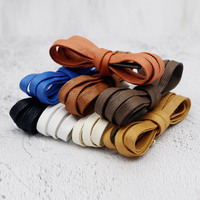 Lacets plats personnalisés de 0,8 cm en polyester et coton ciré, couleur unie, design minimaliste, pour baskets et chaussures en toile blanches de qualité supérieure
