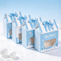 Boîte cadeau de Noël personnalisée écologique avec fenêtre, ruban, impression UV, Père Noël, bonbons, biscuits, emballage en papier, logo personnalisé