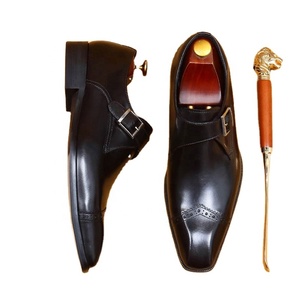 รองเท้าแบบ Monk Strap สำหรับผู้ชาย หัวเหลี่ยม หนังแท้ สายรัดหัวเข็มขัด เหมาะสำหรับใส่ทำงาน ใส่ได้ทุกฤดู - Product Image 1