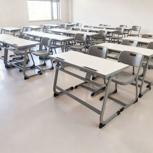 Ensemble de bureau et chaise double pour étudiants, moderne, réglable, en métal, pour salle de classe primaire et salon - Product Image 2