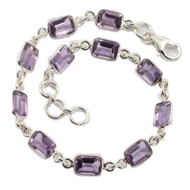 Top Quality Natural Purple Amethyst Gemstone Handmade Bracelet 925 Sterling Silver Jewelry Wholesale Price