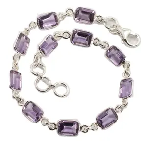 Bracelet en pierre d'améthyste violette naturelle, bijoux, fait à la main, 925 Sterling, vente en gros, haute qualité