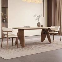 Table et chaises de salle à manger modernes en pierre frittée et bois d'hévéa, style nordique, pour appartement, à assembler – Vente chaude