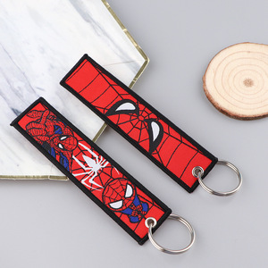 Belle poupée de dessin animé lanières tissées en métal Double face brodé Spider-Man <span class=keywords><strong>porte</strong></span>-clés pendentif <span class=keywords><strong>clé</strong></span> de voiture - Product Image 4