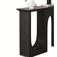 Console moderne en bois noir avec pieds en dalle à découpe arquée pour salle à manger, entrée, couloir, hall d'entrée, salon