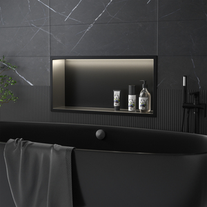 Estantes de Almacenamiento para Nicho de Ducha de Baño Modernos de Dos Niveles, de Acero Inoxidable Cepillado Negro Mate Dorado, de 25 Pulgadas, para Renovación - Product Image 2