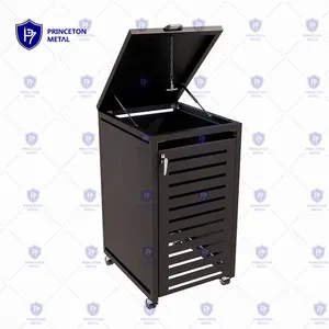 Recycling Double Aluminum Garbage Bin Storage Shed Hide Trash Can Cover Steels Waste Container Enclosure Wheelie Outdoor