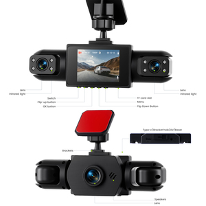 Camera hành trình Podofo <span class=keywords><strong>1080P</strong></span> 4 ống kính, camera trước và bên hông 2 inch, <span class=keywords><strong>DVR</strong></span> ghi hình vòng lặp, tầm nhìn ban đêm, phát hiện chuyển động, sản xuất OEM - Product Image 5