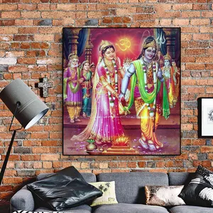 Wall Art Canvas Painting Religious Art Indian God Mural Buddha Painting Wall Pictures for Living Room Home Decor