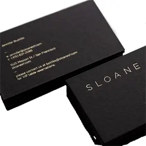 Custom Gold Foil Luxury Black Cardboard Embossed Visiting Name Cards Spot UV Printing Business Cards With Logo