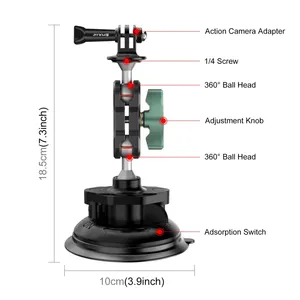 PULUZ Magic Arm Strong Suction Cup Aluminum Alloy Mount Car Sports Cameras Mobile Phones Action Camera For Gopro Mount