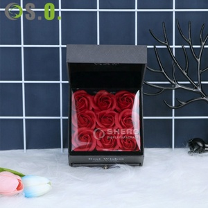 Caja de joyería Rosa jabón flor regalo San Valentín logotipo personalizado 9 piezas caja de regalo cajón de flores rosas preservadas con bolso - Product Image 2