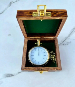 Reloj de Bolsillo Elgin Vintage Coleccionable ALFA-NAUTICAL, Victoria, Grabable, Hecho a Mano, de Latón, con Caja de Madera, para Regalos de Cumpleaños - Product Image 1
