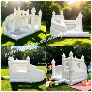 Château gonflable pour enfants blanc, qualité commerciale, maison de rebond gonflable, glissade aquatique, trampoline, sauteurs, matériau PVC, facile - Product Image 2