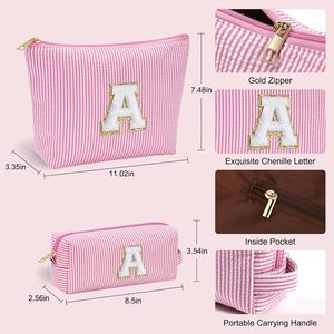 Lot de 2 trousses de voyage esthétiques, sacs à cosmétiques à carreaux pour femmes - Product Image 6