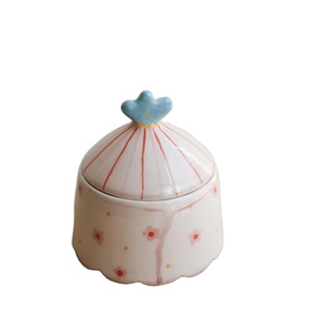Bocaux et récipients de stockage en forme de ger peints à la main en céramique avec couvercle Bocal de cuisine en céramique Bocal de stockage des aliments moderne - Product Image 1