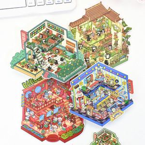 3 pegatinas por paquete <span class=keywords><strong>Cos</strong></span> Boss Series escena en miniatura paisaje pegatinas descompresión hecho a mano 2.5D paisaje - Product Image 2
