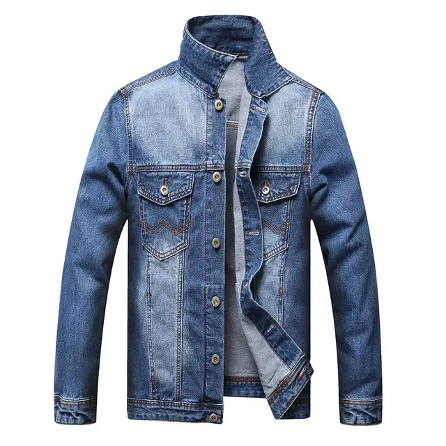 Men's Denim Jacket European and American Spring and Autumn Loose Blue Men's Multi-pocket Style Denim Shirt Jackets for Men