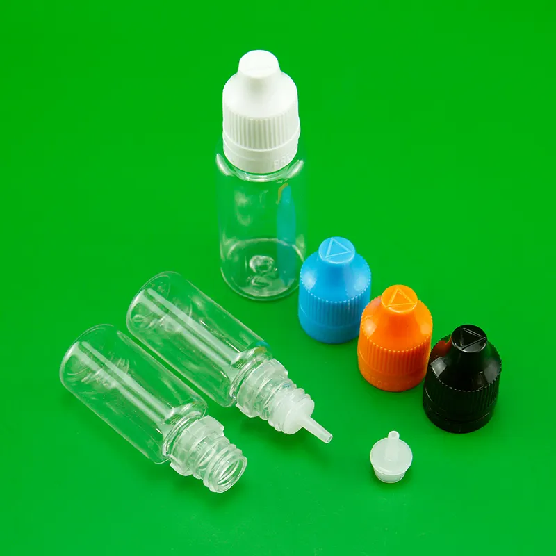 10ml 20ml emballage en plastique PET vide bouchon en plastique bouteilles d'huile liquide avec bouchon à l'épreuve des enfants