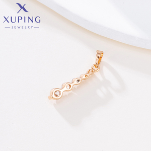 16741 Joyería XUPING, Colgante de Barra Vertical Graduada con 5 Circonitas, Chapado en Oro, para Collar Hecho a Mano, Piezas de Joyería DIY - Product Image 5