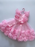 Moelleux rose bébé filles robe formelle Floral Satin fleur robe de fête d'anniversaire mignon robes d'été pour les enfants