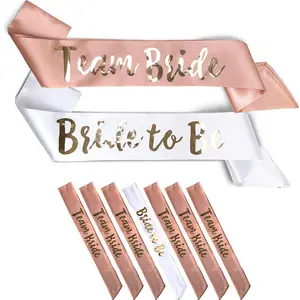 Nicro 7 Pcs Rose Gold Wedding Goedkope Stain Bridal Douche Kroon Partij Team Witte Bruid Om Sjerp Bachelorette Kip feestartikelen