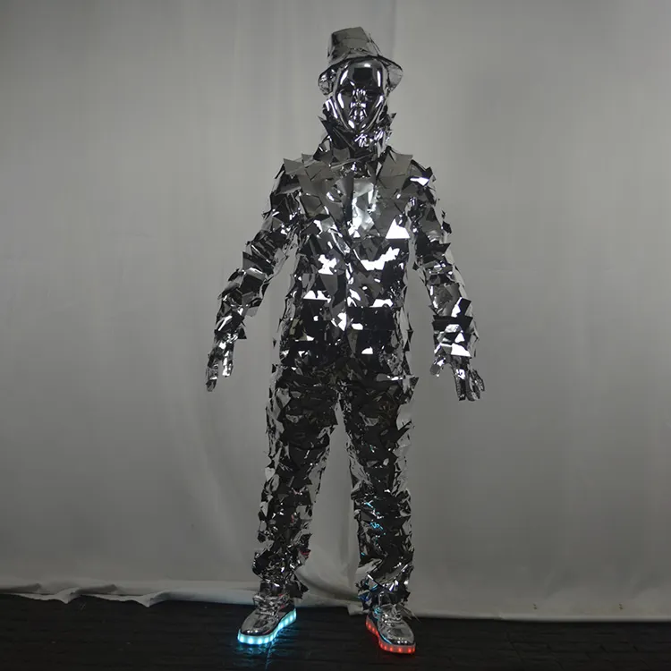 Kostum Lampu Led Halmet/Setelan Dansa Led/Kostum Cermin untuk Dewasa