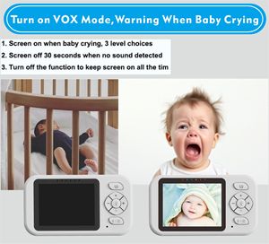 Caméra de surveillance pour bébé sans fil à prix avantageux, audio bidirectionnel, vision nocturne, capteur de température, berceuses, Wi-Fi 2,4 GHz, batterie rechargeable - Product Image 2